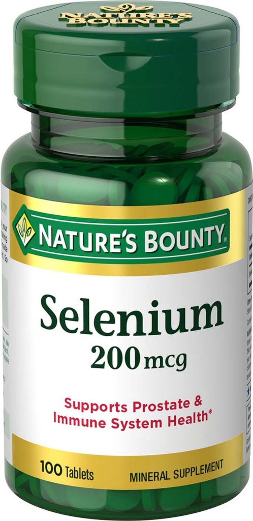 Nature 's Bounty Selenium, Wspiera zdrowie prostaty i układu immunologicznego, 200 µg, 100 tabletek