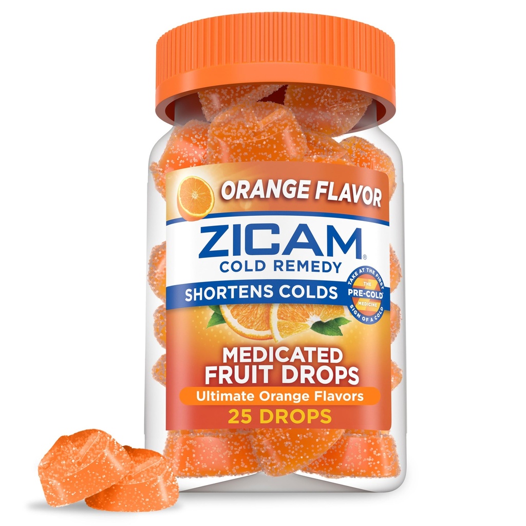 Zicam Cold Remedy Cynk Medyczne krople owocowe, Ostateczna pomarańcza, 25 Count (Pack of 1)