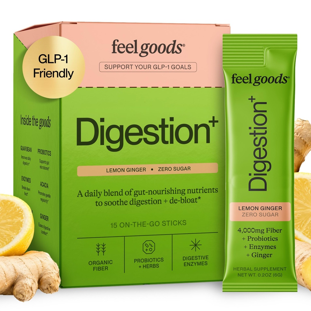 Guardian gut, Fiber organiczny, Probiotyczny i Prebiotyczny proszek, Bez cukru, Zioła na Bloat, Gut Health Support, Digestive Health for Men & Women, Non GMO, Wegan, Lemon Ginger, 15 Count