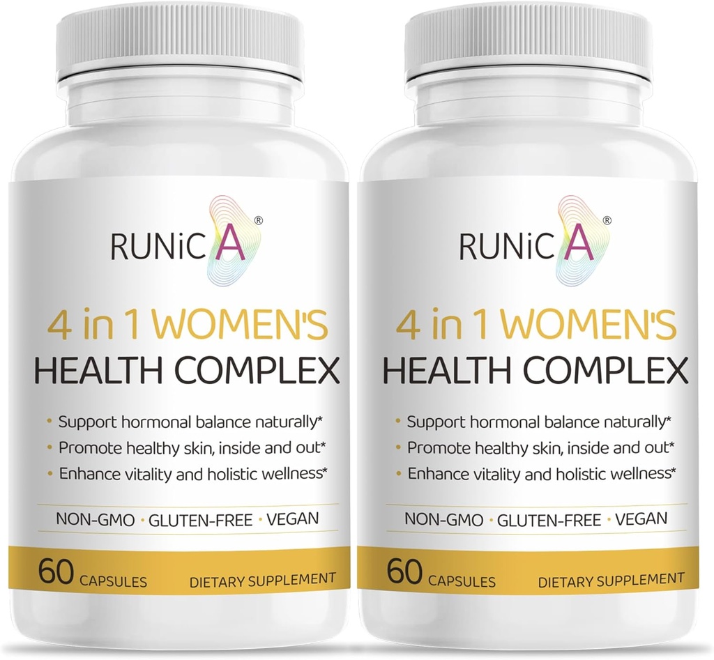 4- in-1 Kobiecy hormonalny suplement równoważenia 124; Róża, Pueraria & Wieczorna Primrose z Soy Isoflavones 124; Cykl menstruacyjny, Menopauza, Poziom energii i zdrowe wsparcie skóry 120 Kapsułki wegańskie
