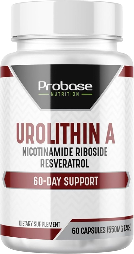 Probase Nutrition Urolithina A - [60- Day Supply] - z dodatkiem NR i resweratrol - Alternatywa dla NMN, NAD, CoQ10, PQQ dla zdrowego starzenia