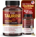 Tauryna z Creatine, L- Arginina, L- Cytrulina Wysoka Absorpcja z Black Pepper Nitric Oxide Booster, Mięśnie USA Made & Tested (150 Count (Pack of 1))