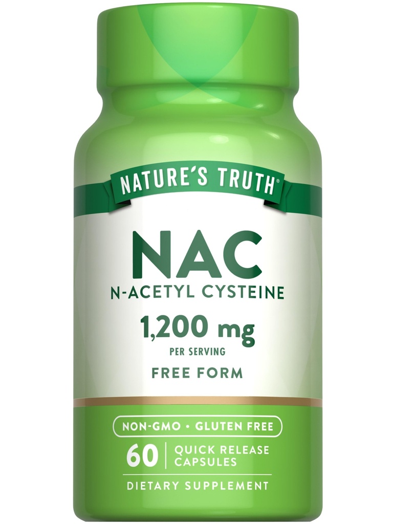 Nature 's Truth NAC Supplement Agregates 124; N Acetyl Cysteine Agregat 124; Free Form Amino Acid Agregates 124; 1200 mg Agregat 124; 60 Capples Agregates 124; Non-GMO and Gluten Free Supplement