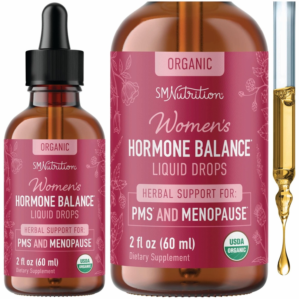 Hormon Równowaga Ciecz Krople 124; z Black Cohosh, Stinging Nettle, Red Malina Leaf, Chasteberry & More Bilans 124; Menopauza, Hot Flash, & PMS Ulgi Menstrual Herbal Support Tincture
