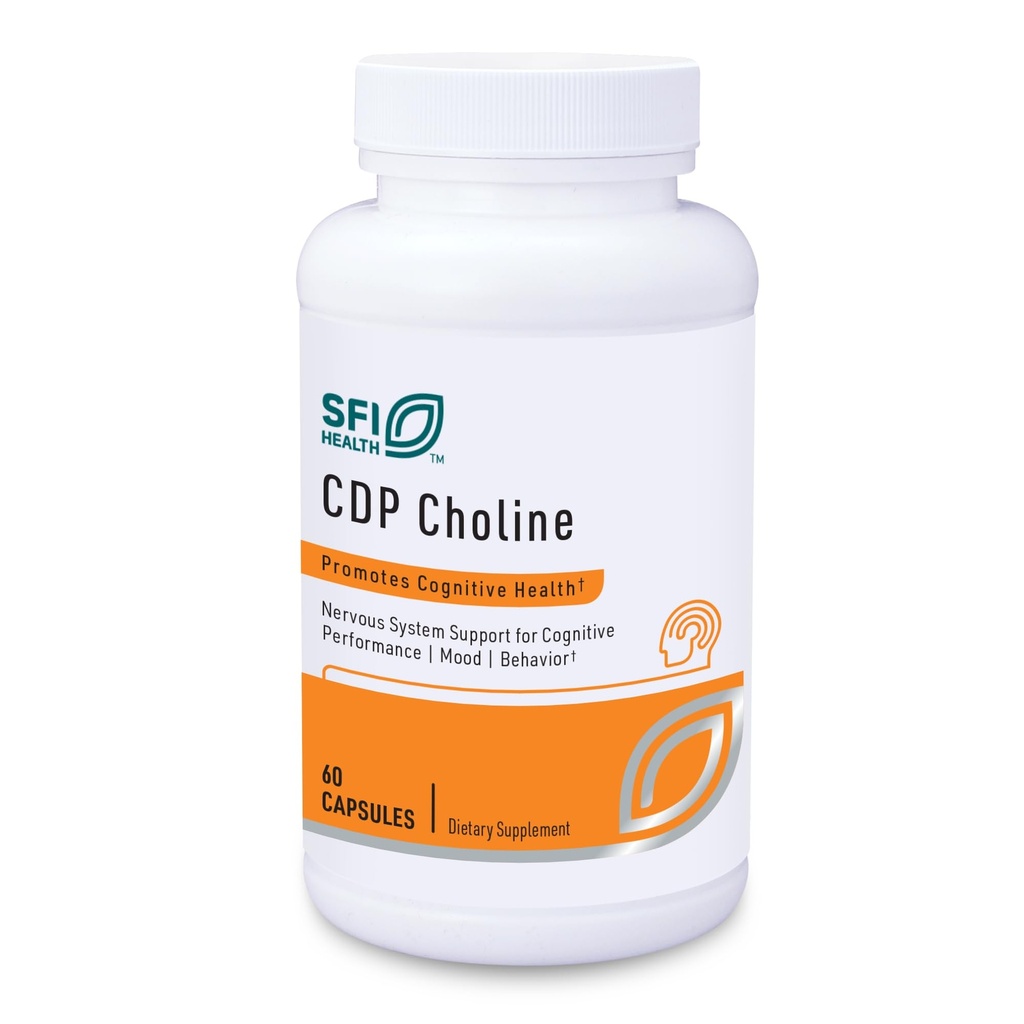 Klaire Labs SFI Health CDP Choline 250mg - Soyfree Choline Supplements - Cognizin Citicoline to help Support Memory, Focus & Uwaga - Bioavailable Active Form, Hipoalergenic (60 kapsułki)