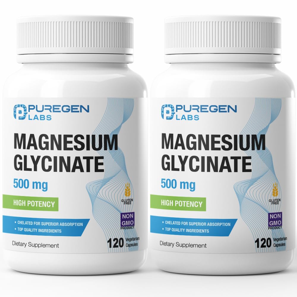 Magnezu Glycinate 500mg [High Potency] Veggie Caps, Chelated for Superior Absorption, Non-GMO, NO gluten and Dairy, Supports Muscle, Joint, and Heart Health Criteria 124; Razem 240 Kapsułki