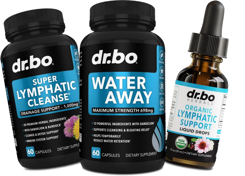 Pigułki wody Diuretyki & Odwadnianie Lymphatic Suplementy - Natural Away Pills Retencja wody & Organic Lymphatic Support Liquid Drops Cleanse - Fluid & Lymph System Supplement Supplement Detox