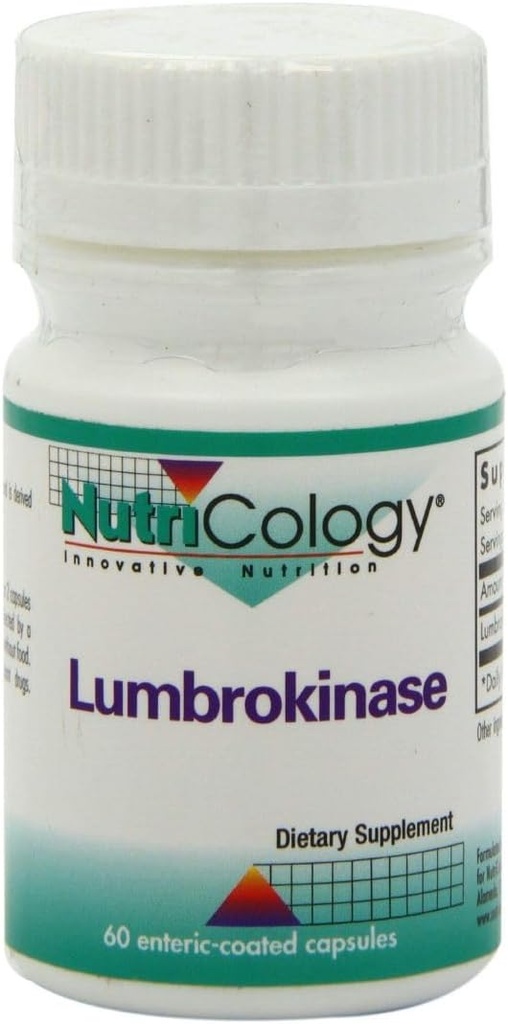 Nutricology Lumbrokinaza Suplement - Circulative System Support, Obsługuje krążenie krwi już w normalnym zakresie - 60 Opóźnione uwolnienie kapsułki wegetariańskie