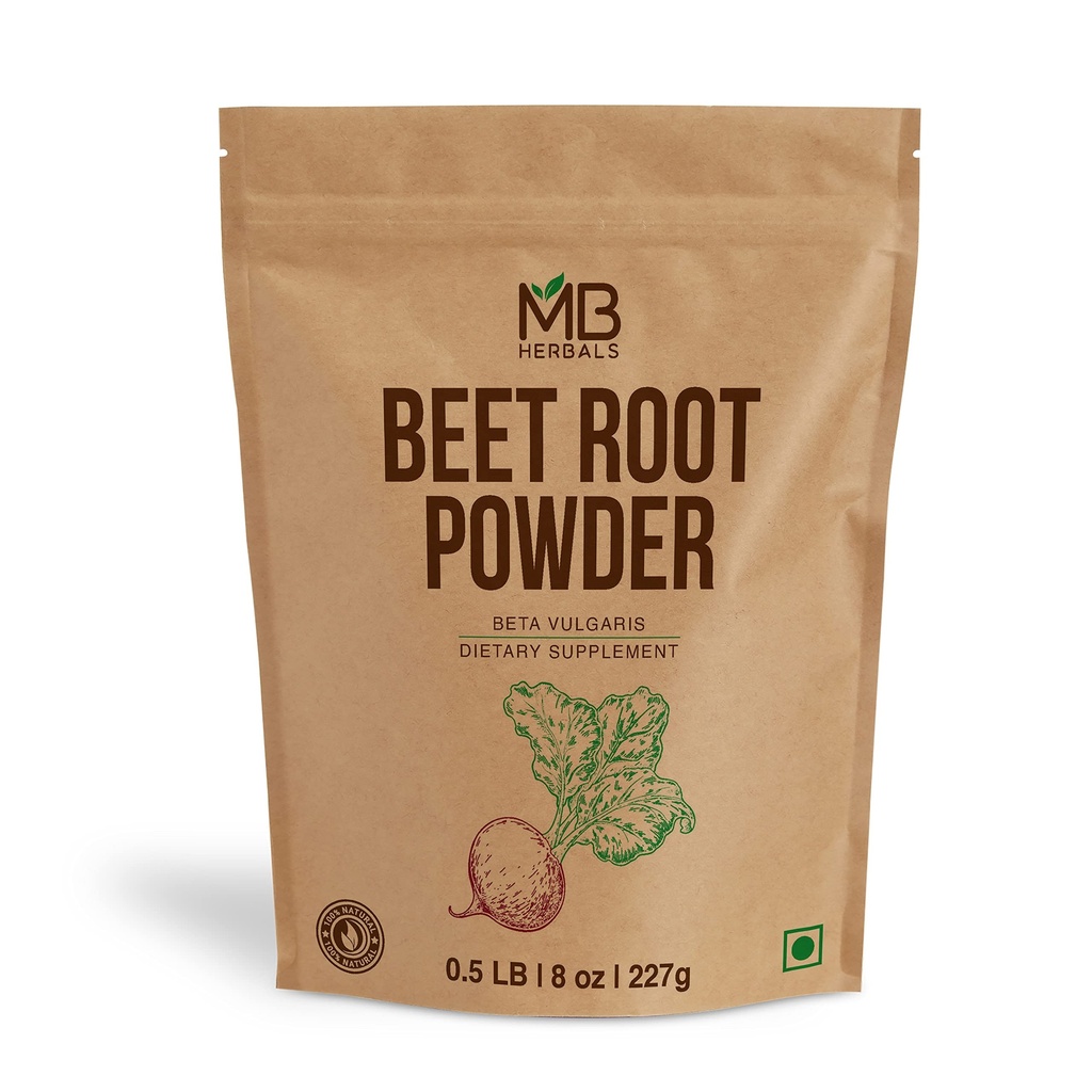 MB Herbals Beetroot Powder 8 oz (1 / 2 lb) Neon-GMO, Gluten- Free, Fine Beet Root Powder for Smoothies, Shakes & Pieczenia 124; Wegan- Friendly