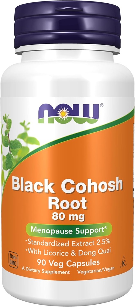 Teraz suplementy, czarny korzeń Cohosh 80 mg z Licorice i Dong Quai, 90 kapsułki Veg