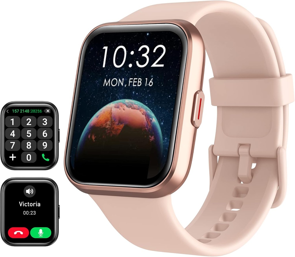 Smart Watch for Women Android & iPhone, Alexa Built- in, 1.8 "Touch Screen Fitness Tracker z odpowiedzią / wykonaniem połączeń, IP68 Waterproof Heart Rate / Sleep / SpO2 Monitor, Pedometr, 100 + tryby sportowe