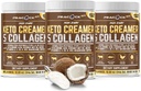 Kolagen Keto Coffee Creamer Proszek 12.22 oz, Opakowanie 3, Zhydrolizowany Kolagen Peptydy z kokosowym MCT Olej, Magnez, Proszek białkowy niearomatyzowany, Bezcukrowy krem do kawy dla koktajli