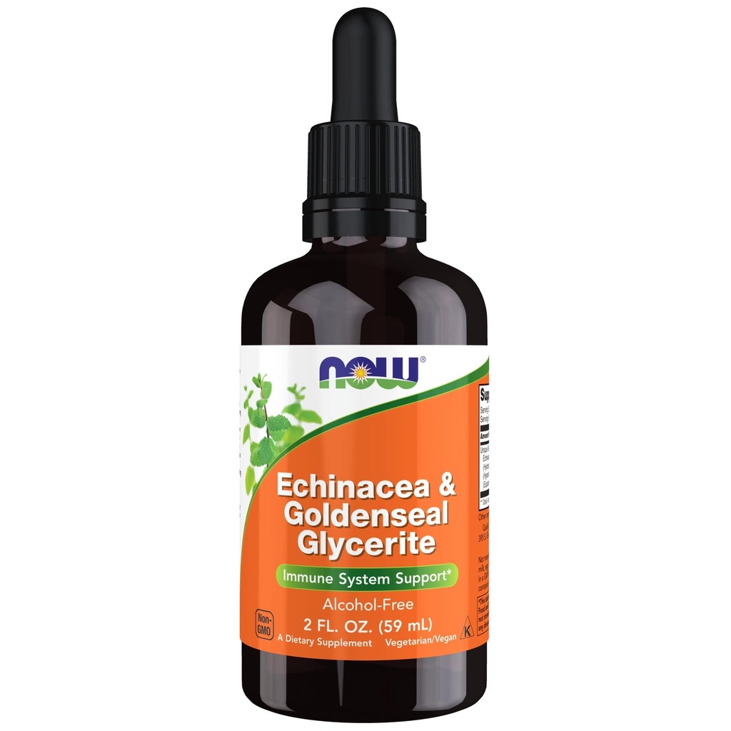 Teraz suplementy żywności, Echinacea & Goldenseal glicerol z kroplomierzem, Wsparcie systemu immunologicznego *, 2- unce