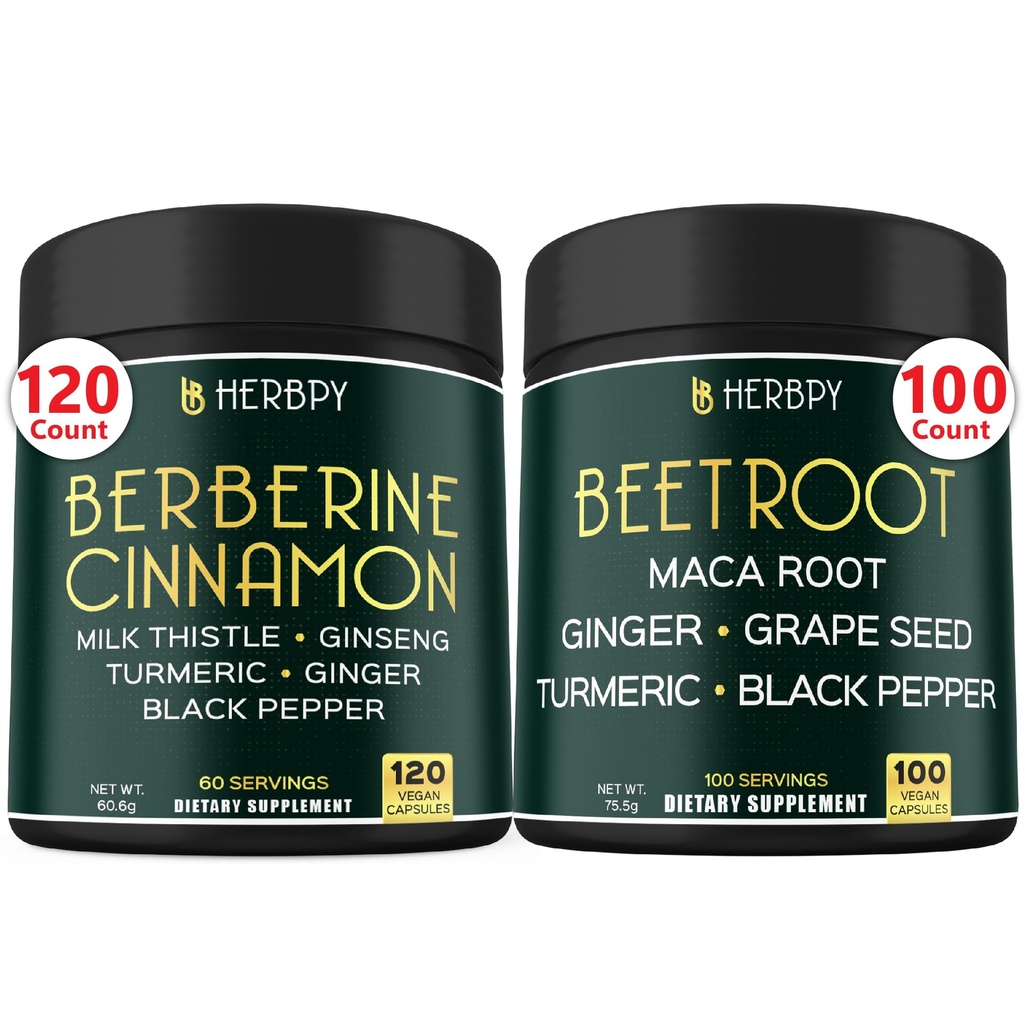 Bundle 7in1 Berberine HCl 97% & 6in1 Burakowe kapsułki korzeniowe