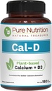 Pure Nutrition Cal D - Wapń bazujący na roślinach z VIT D3 K2 & Magnezu 124; 180 Tab