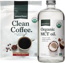 Natural Force Organic Clean Coffee + Organic MCT Oil Bundle - 100% Pure Coconut MCTs & Mold & Mycotoxin Free Coffee - Non-GMO, Keto, Paleo i Vegan - 12 Oz Bag i 32 Oz Butelka szklana