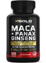 Maca Root kapsułki 10,000mg + Koreański Panax Ginseng 1,400mg - 20x koncentrat ekstrakt czarny + czerwony + żółty Maca Root, 10x koncentrat ekstrakt Panax Ginseng kapsułki - Ultra Potent & Wysoko Oczyszczone