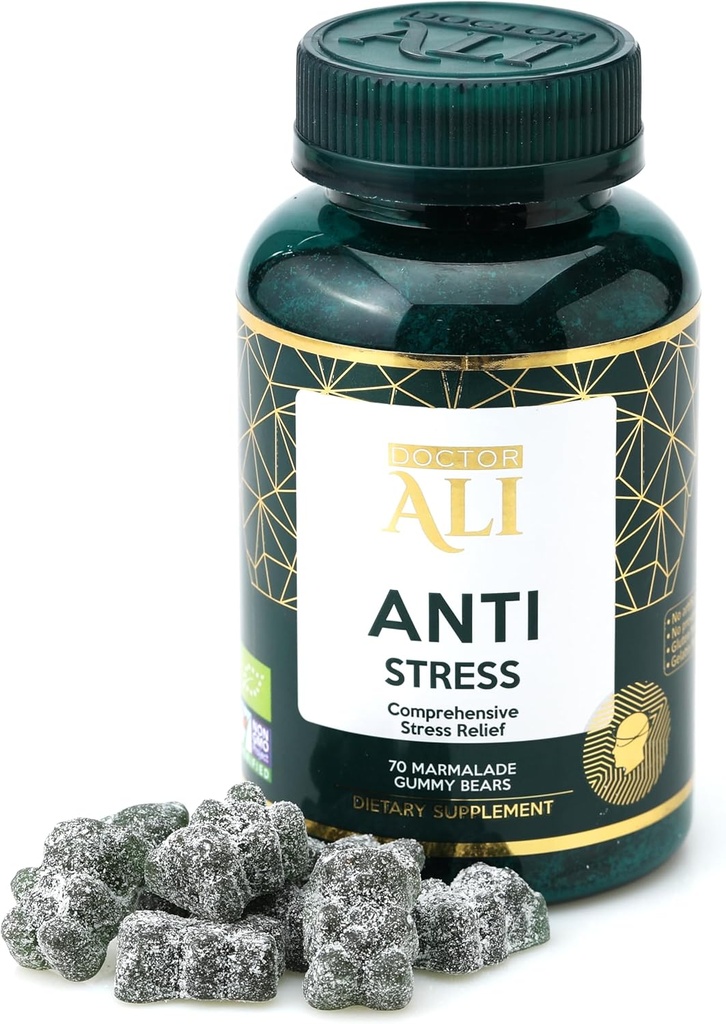 Doctor ALI - Kompleksowe Gummies Relief Stress 124; Wykonane z składników organicznych 124; 70 Hrabia 124; Gluten wolny 124; Żelatyna wolna 124; Non-GMO