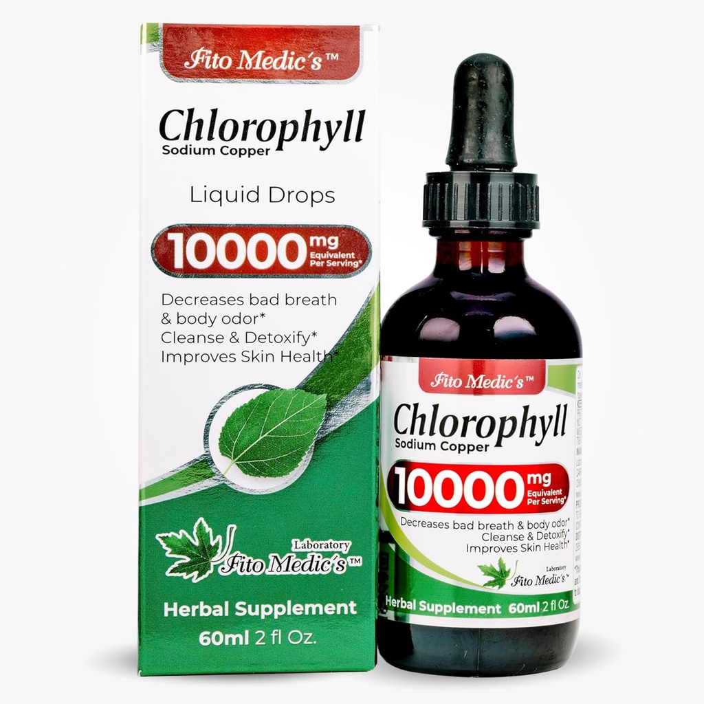 FITO MEDIC 's Lab Agregates 124; Chlorophyll Liquid Drops Agregates 124; Chlorophyll per serving 50 mg Agregates 124; 200: 1 Ratio Extract