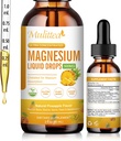 Magnezu płynne krople - Wysoka absorpcja 5- in-1 Magnezu Complex Supplement z Magnezu Glycinate, Malate, Cytrate, Taurate - dla kości, Mięśnie, Nerves & Energy - Wegan, Cukier wolny, 2 Fl.oz