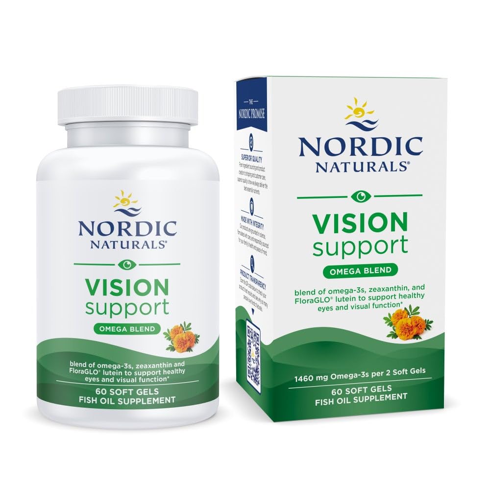 Nordic Naturals Omega Vision, Lemon - 60 Miękkich żel - z Zeaksantyną i FloraGLO Lutein, dla Zdrowych Oczy i Wizji - 30 Sług