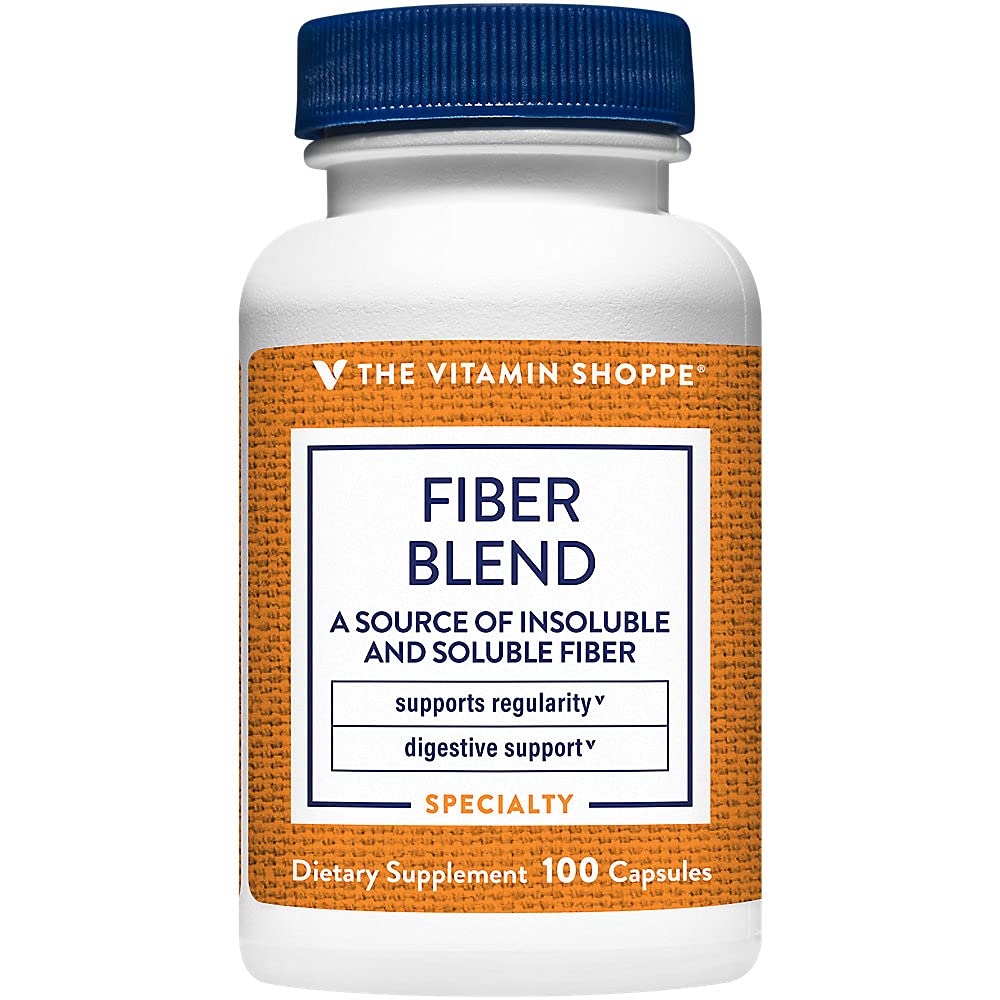 Witamina Shoppe Fiber Mieszanka, Naturalne źródło nierozpuszczalnego i rozpuszczalnego włókna, Wspiera Digestive Health & Regularność (100 kapsułki)
