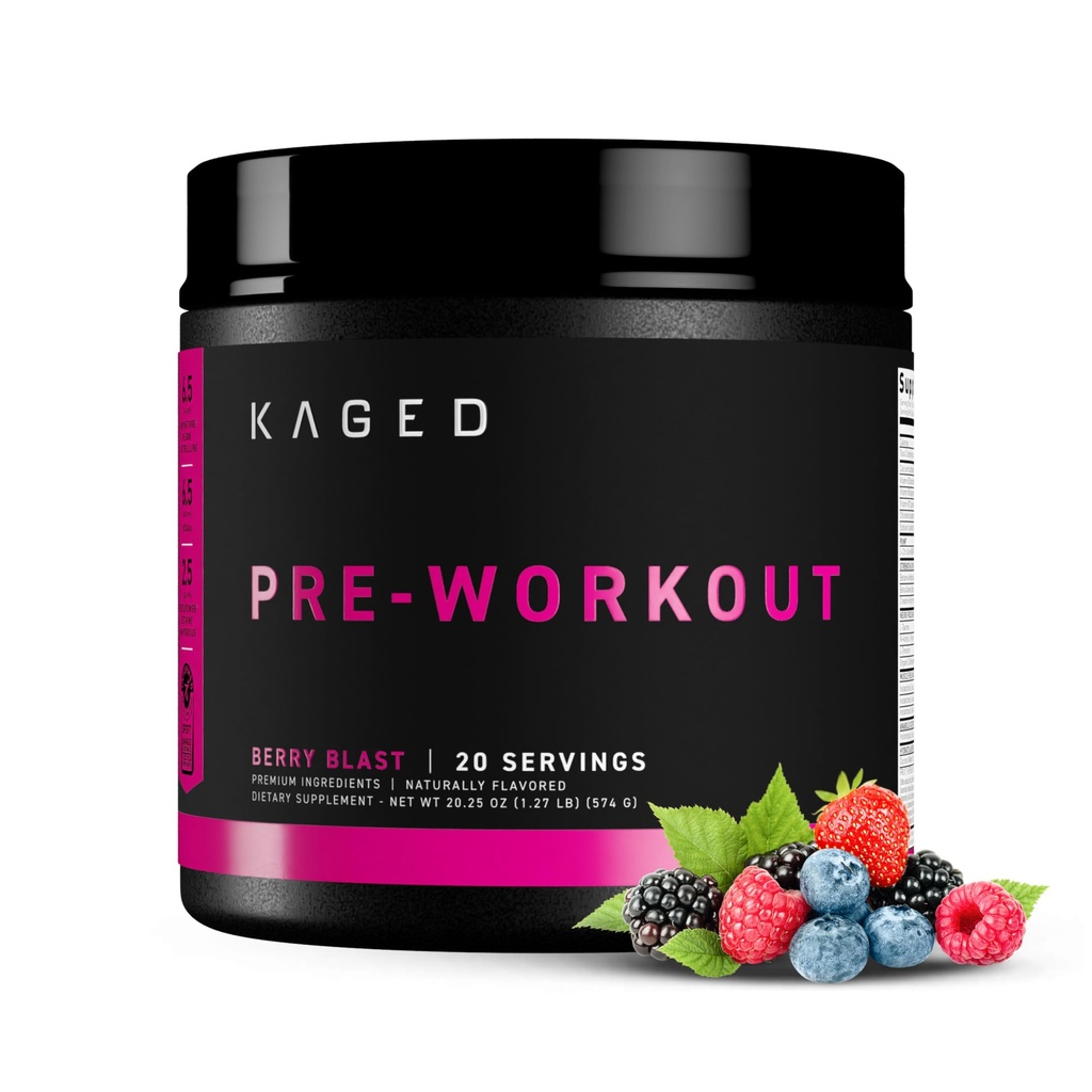 Kaged Original Pre Workout Powder Building 124; Berry Blast Building 124; Pre- Workout z Creatine, Beta Alaine, L- Citruline, BCAAs Building 124; 274 mg Organic Caephine 124; Presupments for Men & Women Building 124; 20 Servings