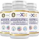 Genex EFLAS 98% Pure Trans- Resveratrol with BioPerine ® for Absorption (3 Pack) Mikronizowane, Testowane, W pełni stabilizowane Resveratrol 600mg - 180X Trans- Resveratrol kapsułki dla zdrowego starzenia