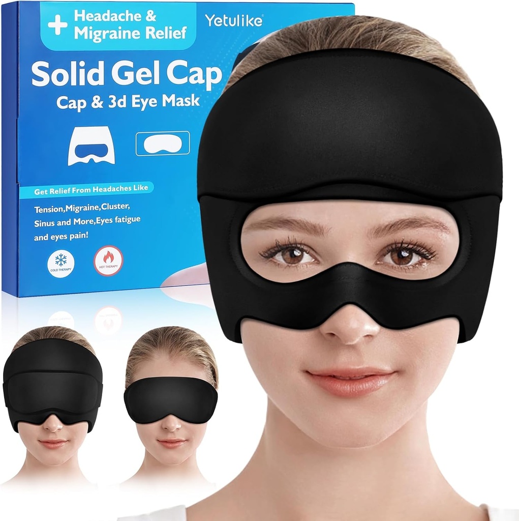 Ból głowy Relief kapelusz, kojący Migrena Relief Cap Gel Ice Head Wrap głowy Ból głowy Maska dla zatoki, Puffy Eyes, Napięcie i Relief Stress - Gorąca i zimna terapia