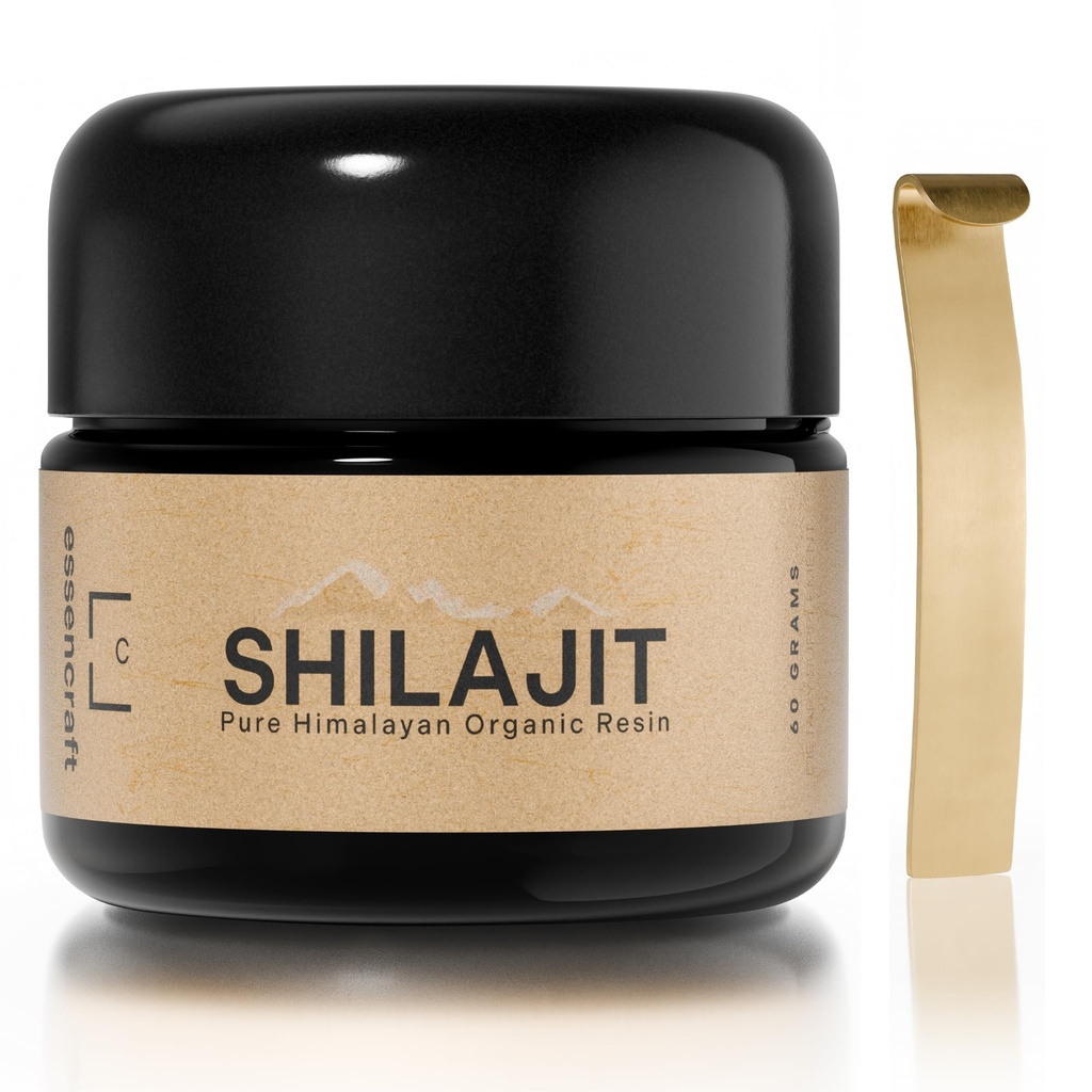 Organic Himalayan Shilajit Resin - 500 mg Max Pottency, Lab Tested Pure Shilajit dla mężczyzn i kobiet, 85 + Ślad minerałów Fulvic Acid, Immune Support, Energy & Cognitive Performance, 4 Supply Month, 60g