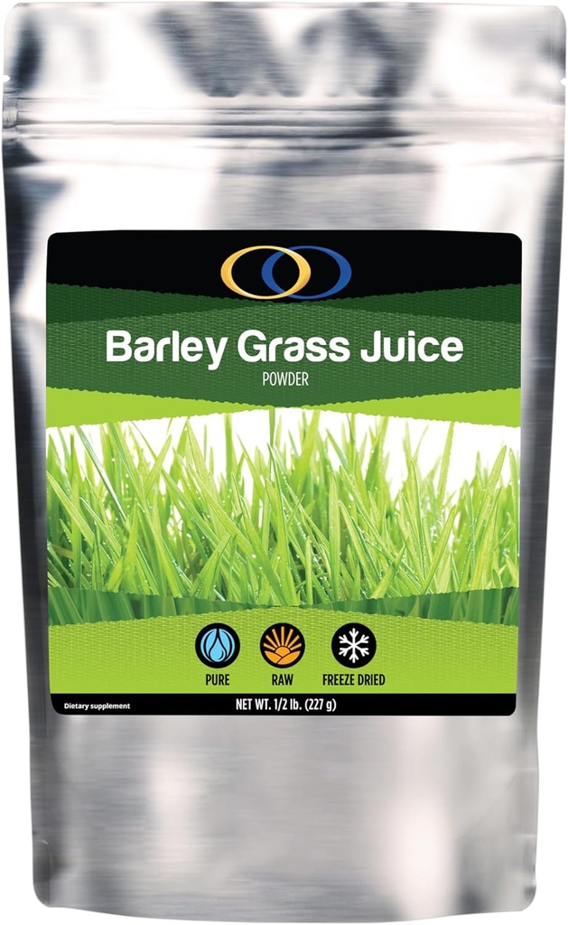 Optimally Organic Barley Grass Juice Powder - Freeze Suchy - 1 / 2 Funt - Ponad 130 Sług - USA Urosły - Surowy i Bioaktywny Supergreens - Wegański suplement zdrowia dla dzieci i dorosłych