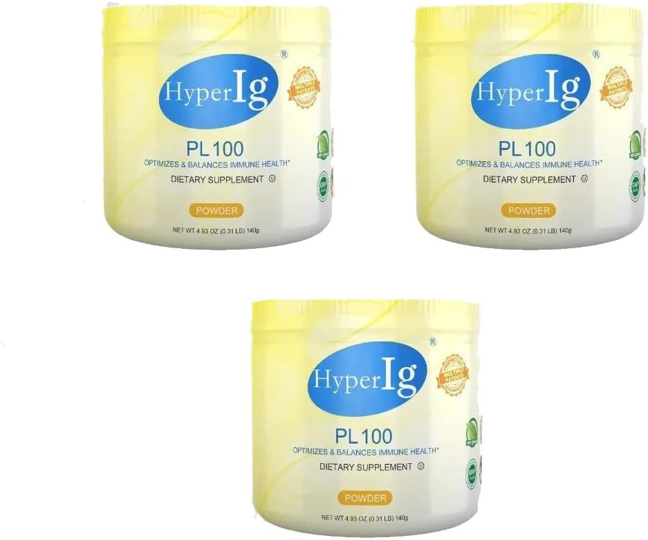 Proszek z białka jaja PL- 100, suplementy jaj hyperimmunologicznych, 140g - boost immunologiczny, zdrowie pokarmowe, wspólna opieka, energia i siła mięśni, 3 pojemniki bez glutenu