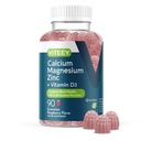 Witeey Wapnia Magnezu Gummie cynku z witaminą D3 - Wspiera zdrowie kości, Nerwy i funkcje immunologiczne - Wapń Magnezu Cynk D3 dla dorosłych i nastolatków - GMO Free - Gummy do żucia Malina aromatyczna