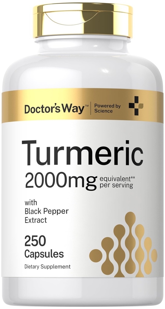 Doctor 's Way Kurkumina Kurkumina suplement 2000mg 124; 250 Kapsułki 124; z ekstraktem Black Pepper 124; Non-GMO, Gluten Free Complex