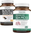 Olejek z nasion czarnego i mech z Morza Irlandzkiego (1- Month Supply) - Wellness Duo Bundle of Black Seed Oil (60 Capsules) Cold- Pressed Nigella Sativa & Irish Sea Moss (60 Capsules) z Bioperine i Bladderwrack