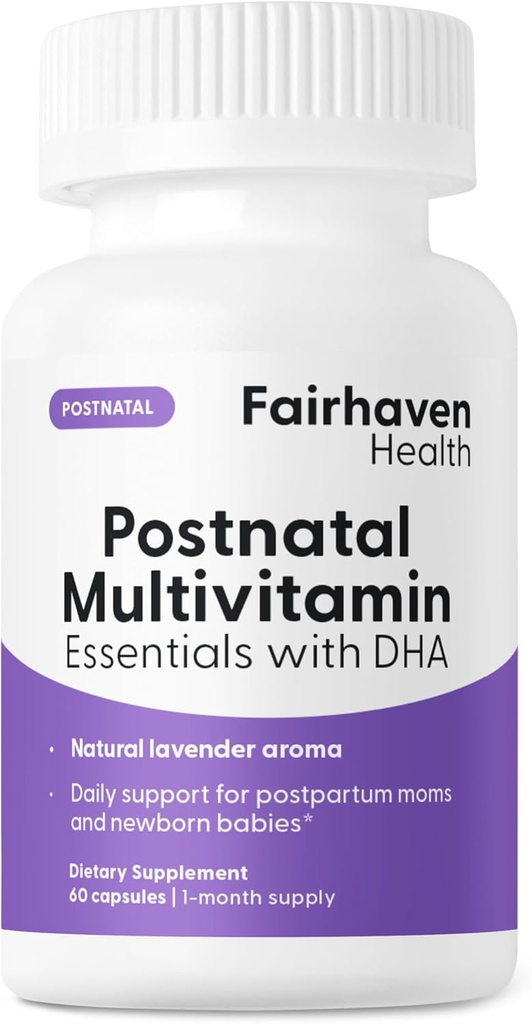 Fairhaven Health Postnate Multivitamin Essentials 124; Vegan Daily Multivitamin for Postpartum Women Netherlands 124; Breating Mother and Baby Development Support Netherlands 124; Gluten, Dairy, Soy Free Belgium 124; Non-GMO Belgium 124; 60 Kapsułki