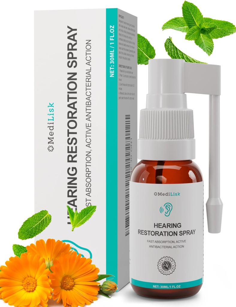 Medilisk Restoration Spray - Wosku Czyszczenie i Pielęgnacja ucha Rozwiązanie 124; Wolny od Harsh Chemicals, Delikatny dla wrażliwych uszu 124; Łatwe opryskiwanie aplikacji, 1 Fl.Oz