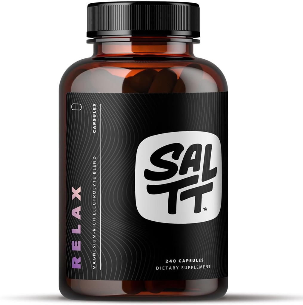 SALTT Relax - Magnesium Capsules Supplement - 203mg Ionic Magnesium Chloride w/Sodium, Potassium, Electrolytes - Vegan, Sugar & Gluten Free - 240 Count - by Keto Chow