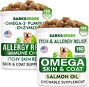 Alergia Relief + Omega 3 dla psów Bundle - Antyswędzeniowa Skóra & Płaszcz + Alergia skóry - Omega 3 Ryby Oil + EPA & DHA Kwas tłuszczowy - Swędzenie i Łapa Licking + Joint Health - 360 Żaby - Made in USA