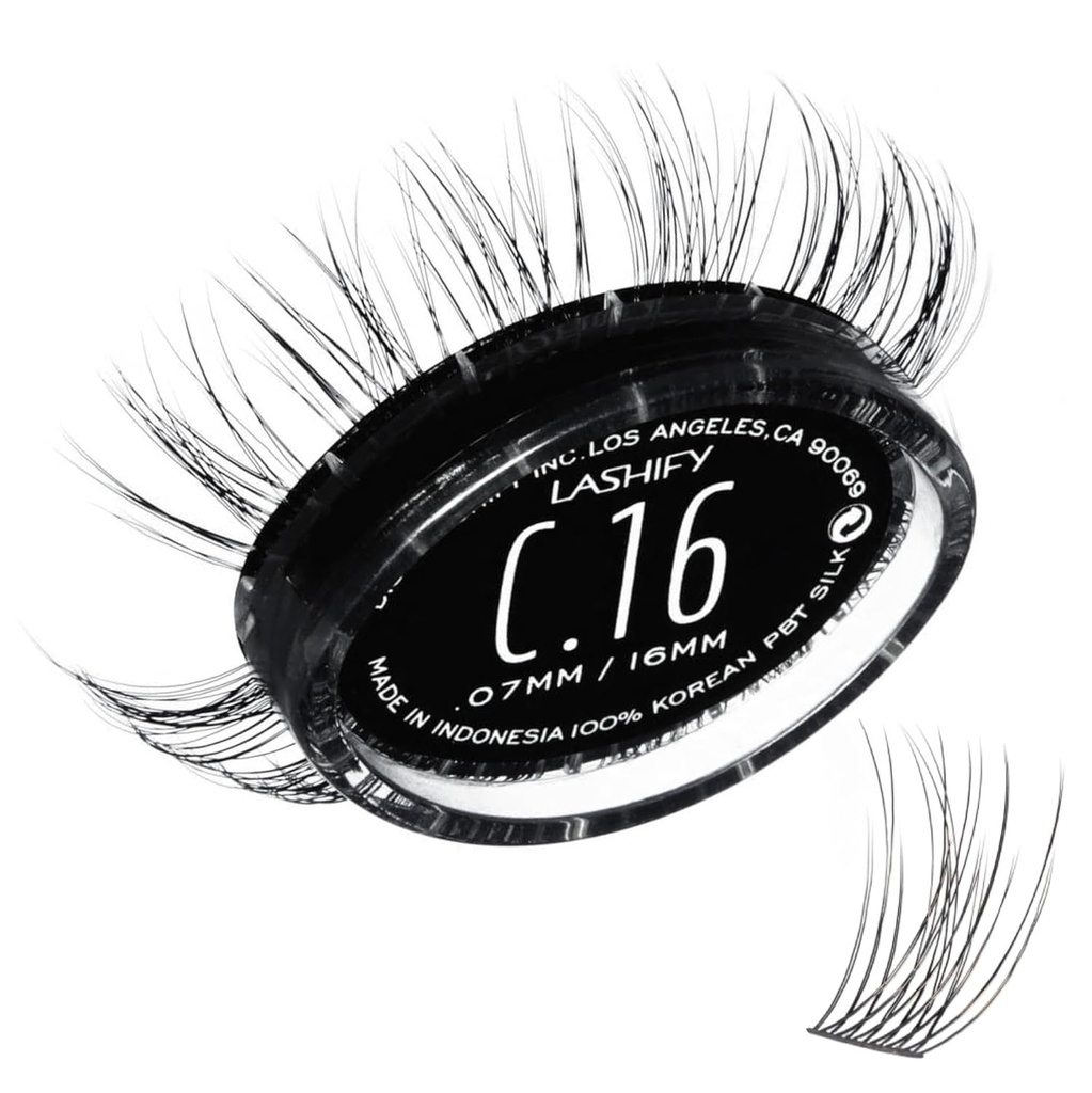 Lashify Curl 16mm Gossamer Eyelash Rozszerzenia Refill, czarny, DIY fałszywe rzęsy dla wyglądu naturalnego
