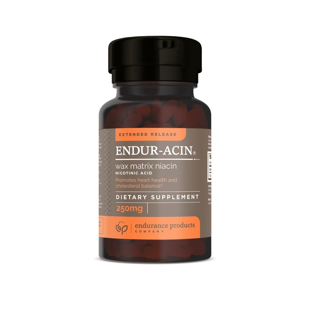 ENDUR- ACIN Niacyna, Heart Health & Healthy Cholesterol Balance Supplement, Rozszerzone wydanie dla optymalnej absorpcji, Gluten Free, 250 mg (100 tabletek)