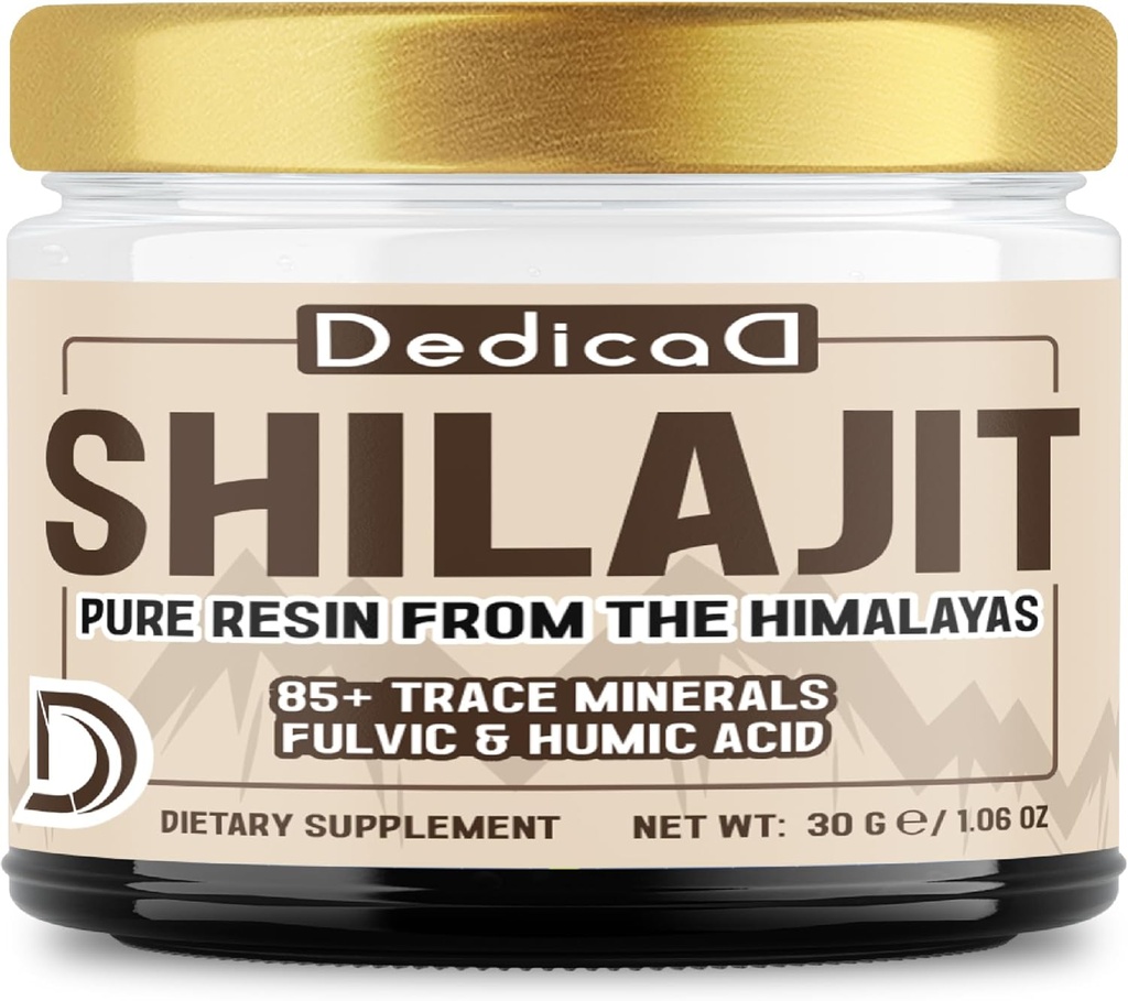 Shilajit Pure Himalayan Organic Resin 30gram - Shilajit Supplement Zawiera naturalne Fulvic, Humic Acid & 85 Inne - 60 Służenia dla równowagi ciała, Serce, Zdrowie immunologiczne