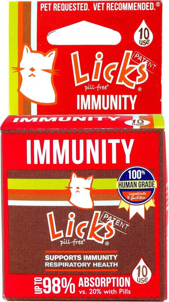 Licki Pill- Immunitet kota - Immune Support Cat Supplies - Suplementy oddechowe - Dostawy zdrowotne - Pakiety żelowe - 10 Zastosowanie