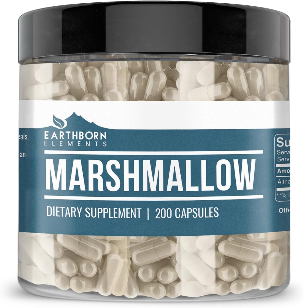 Earthborn Elements Marshmallow Root 200 Kapsułki, Czyste i nierozcieńczone, Brak dodatków