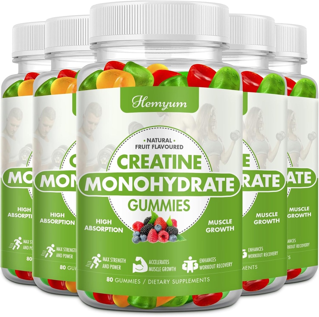 Monowodne Gummie Kreatyny - Kompleks Przygotowania dla Kobiet, Zwiększona siła mięśni, Wzmacnianie ostrości i wytrzymałości, Budowanie mięśni 400