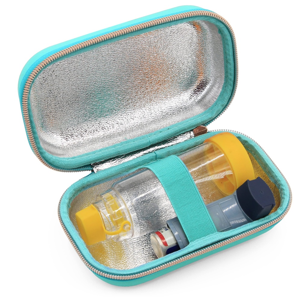 CASEMATIX Astma Inhaler Case Fits Inhaler Spacer dla dorosłych, Maski, Inhaler Holder i więcej - Compact Size Fits 6.25 "Maximum, zawiera tylko ASTHMA Case