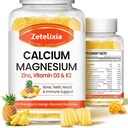 Gummie wapniowe dla kobiet, Cynk magnezowy wapnia z witaminą D3 & K2, Suplement magnezu wapnia dla muskułów B0nes, Ananas & Mango Flavor - 120