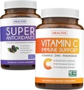 Przeciwutleniacze & Wsparcie immunologiczne (2- Miesiące Supply) Mieszanka immunologiczna Vitality - Super Przeciwutleniacze - Potężny Super Food Daily Blend (120 Czapki) & Suplement wsparcia immunologicznego z Witamina C i Cynk