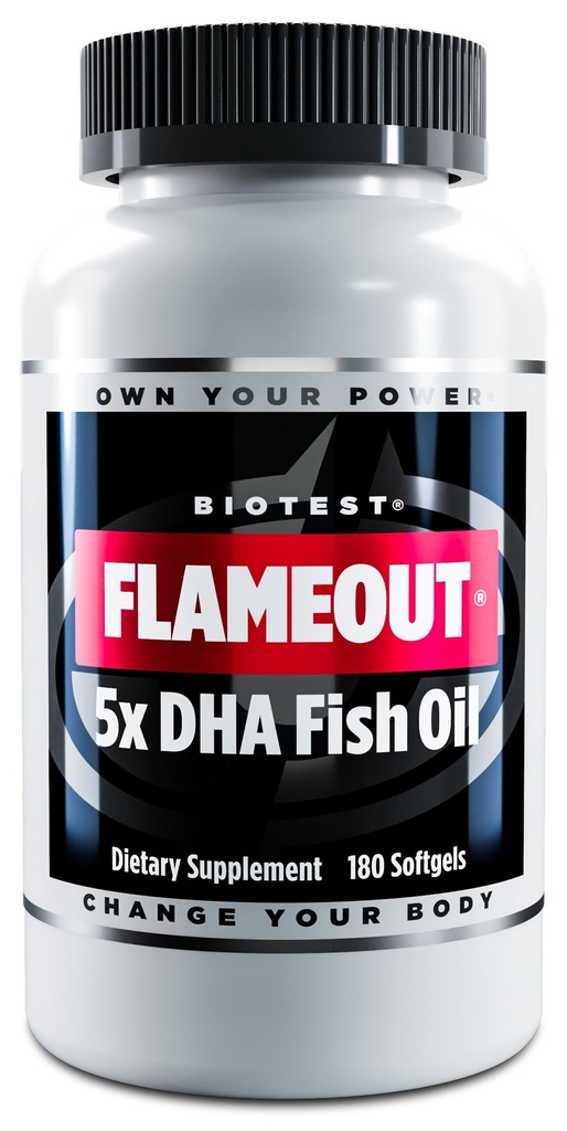 Biotest Flameout 5X DHA Fish Oil, 60 Servings - 4200mg Omega- 3- 180 Softgels