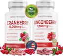 Wszystkie w jednym PAC Bundle - Żurawiny i Lingonberry Kapsułki - Witamina C i 25% Proantocyjanidyny do Traktu moczowego, Gut Health, Wsparcie przeciwutleniacze - Non-GMO, Gluten- Free, suplement wegański